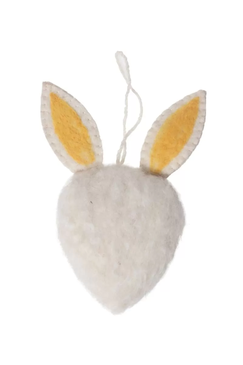 De Kulture Handmade Premium Wool Felt Large Bunny Face Eco Friendly Needle Felted Stuffed Easter Ornament Ideal for Home Office Party Decoration Holiday Décor,7x2x12 (LWH) Inches, White